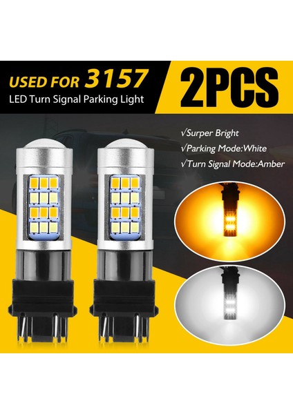 2x Hatasız Beyaz/sarı 3157 42SMD 3528 LED Drl Geri Dönüş Dönüşü (Yurt Dışından)