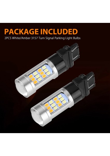 2x Hatasız Beyaz/sarı 3157 42SMD 3528 LED Drl Geri Dönüş Dönüşü (Yurt Dışından)