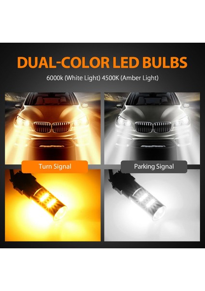 2x Hatasız Beyaz/sarı 3157 42SMD 3528 LED Drl Geri Dönüş Dönüşü (Yurt Dışından)