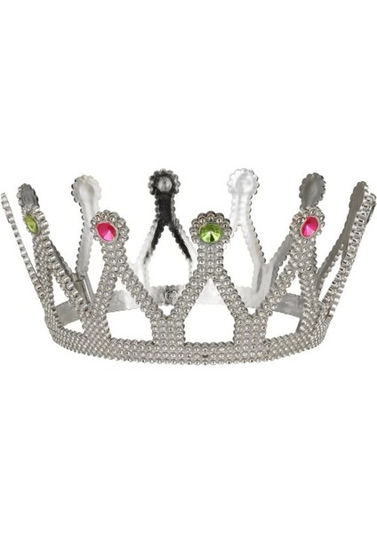 Gümüş Renk Çocuk ve Yetişkin Uyumlu Kraliçe Tacı Prenses Tacı 8 x 25 cm indirimleri