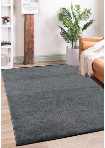 Versale Yıkanabilir Kaydırmaz, Pamuk Dokuma, Premium Kalite Salon&mutfak&yemek Odası Kilim Antrasıt