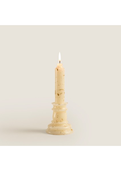 Flamme Kaideli Şamdan Mum Gold 20 cm Gold