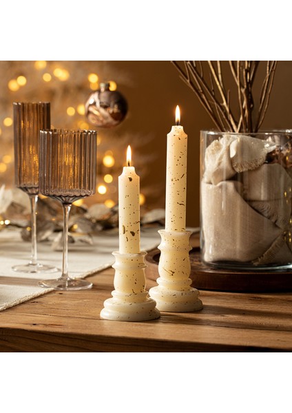 Flamme Kaideli Şamdan Mum Gold 20 cm Gold fiyatları