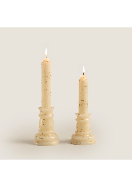 Flamme Kaideli Şamdan Mum Gold 20 cm Gold indirimleri
