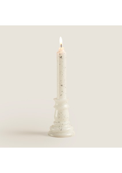 Flamme Kaideli Şamdan Mum Gold 25 cm Gümüş