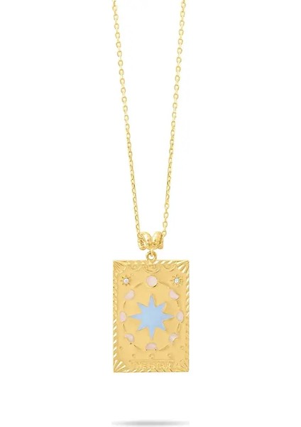 Tarot The Star Altın Yıldız Kartı Kolye