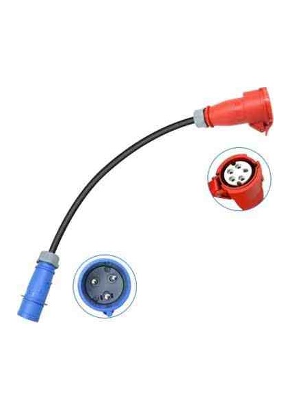 Evchargercar 5X32A Priz(Kapaklı), 3X32A Fiş Dönüştürücü Adaptör.