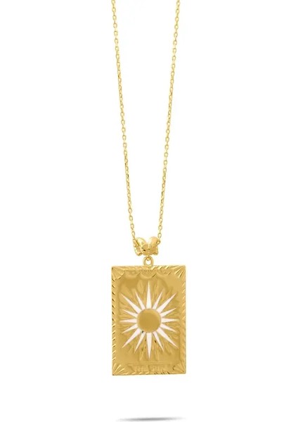 TAROT The Sun Altın Güneş Kartı Kolye