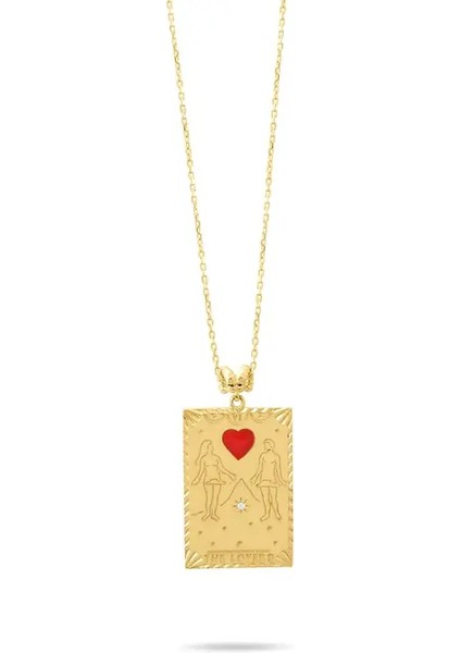 Tarot The Loves Altın Aşk Kartı Kolye