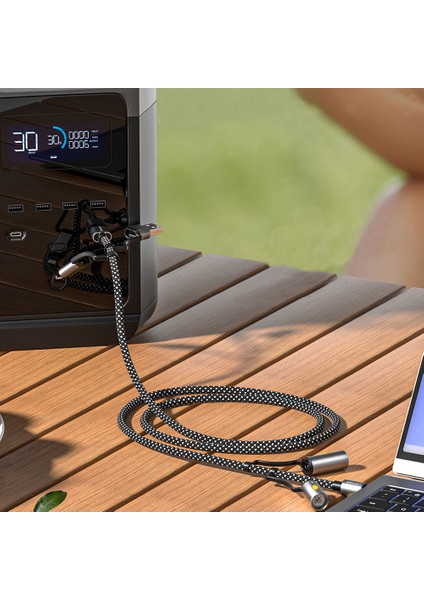 LC112 Çoklu Şarj Kablolu Fener ve Çakmaklık Özellikli 6in1 Kablo 240W 1m Gri