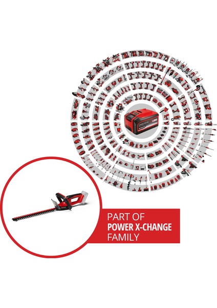Akülü Çit Budama GC-CH 18/40 Li Solo Power X-Change (18 V, 40 cm kesim uzunluğu, 13 mm diş aralığı, ergonomik tutamak, akü dahil değildir) - 3410940