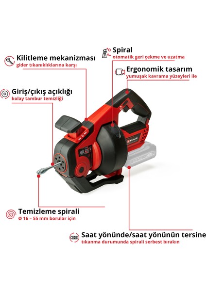 TE-DA 18/760 Li Solo, Akülü Boru Açma Makinesi (Akü ve şarj cihazı dahil değildir)