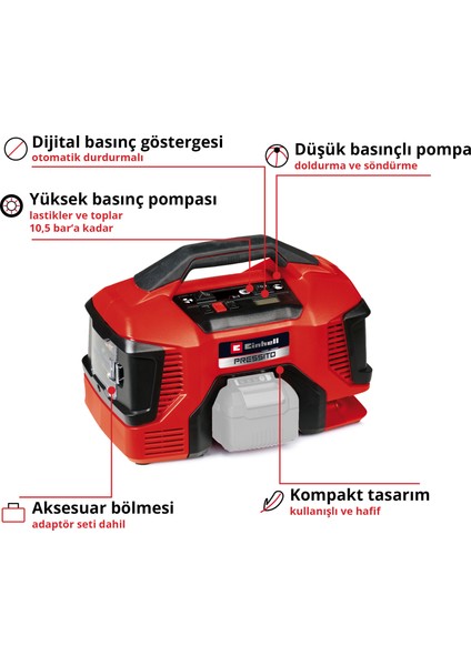 PRESSITO 18/21 - Solo, Akülü Kompresör (Akü ve şarj cihazı dahil değildir)