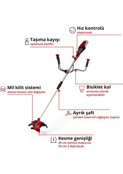 Akülü Tırpan AGILLO 18/200 Power X-Change (Li-Ion, 18V, 7500 dev/dak, otomatik misina besleme/3 dişli bıçak, ön motor, akü ve şarj cihazı dahil değildir) - 3411310