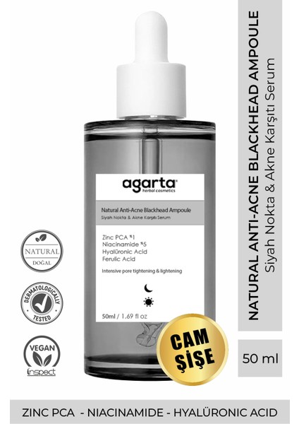 Natural Anti-Acne Blachead Ampoule Siyah Nokta & Akne Karşıtı Serum 50 Ml