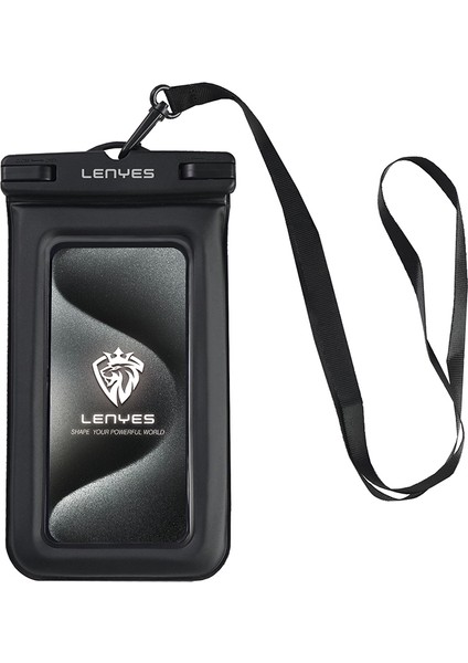 Universal Su Geçirmez Kılıf Lenyes WB2002 IP68 Sertifikalı Bıyun Askılı Max 6.7 Inç Siyah