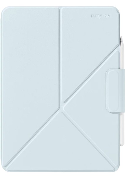 iPad Pro 13 2024 Uyumlu Pitaka Magez Falio 2 Kalem Bölmeli Standlı Kılıf Mavi