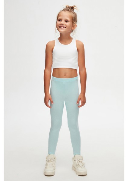 Uçuk Turkuaz Basic Kız Çocuk Yazlık Tayt
