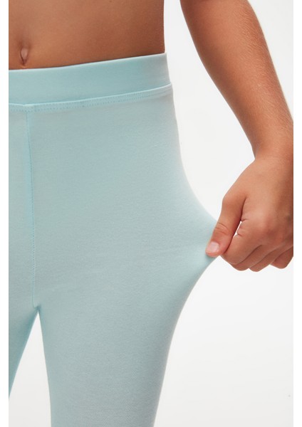 Uçuk Turkuaz Basic Kız Çocuk Yazlık Tayt modelleri