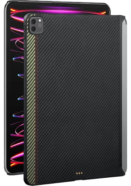 iPad Air 10.9 2020 4.nesil Kılıf Aramid Fiber Pitaka Ultra-Slim Classic Serisi Siyah-Yeşil