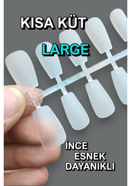 100 Adet Mat LARGE Beden KISA Takma Tırnak Seti KÜT COFFIN Şekil. Özel Kutuda ve Yapıştırıcı Hediyeli