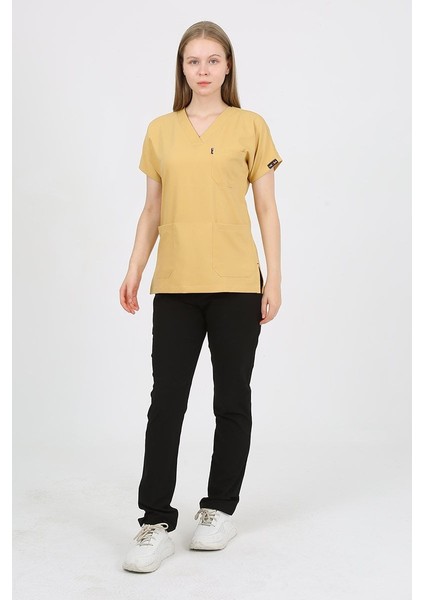 Açık Hardal - Siyah Kombin Unisex Uniforma (Likralı) Xl - Takım - Hayır Isim Yazılmasın