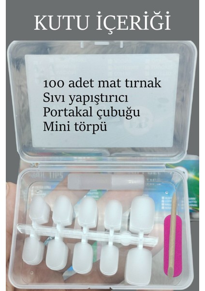 100 Adet Jel Tips SMALL Beden KISA Takma Tırnak Seti KARE Şekil. Özel Kutuda ve Yapıştırıcı Hediyeli