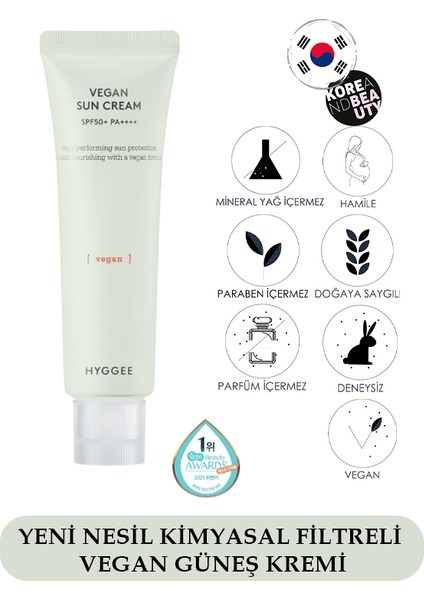 e Vegan Sun Cream 50 ml, Yeni Nesil Kimyasal Filtreli Vegan Güneş Kremi, Güneş Koruyucu Krem, Yüz Güneş Kremi