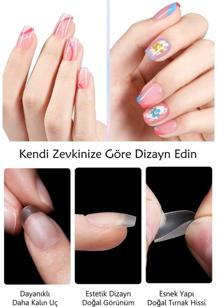100 Adet XSMALL Beden KISA KARE Takma Tırnak Setl. Özel Kutu ve Yapıştırıcı Hediyeli