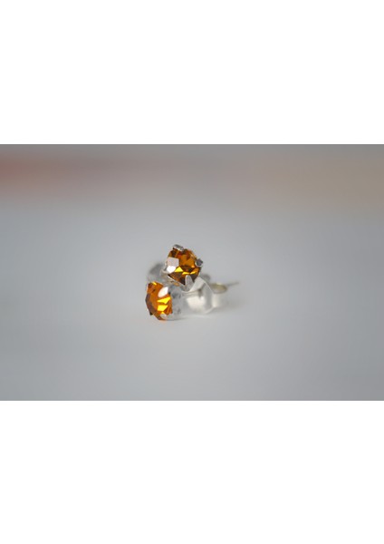 Sarı Topaz Doğal Taş Mini Gümüş Küpe fiyatları