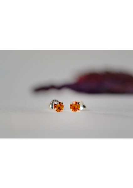 Sarı Topaz Doğal Taş Mini Gümüş Küpe modelleri