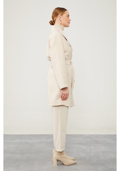 Bej Taş Detaylı Kuşaklı Kaban indirimleri