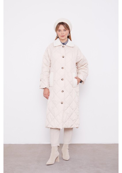 Bej Kürk Detaylı Kapitone Mont fiyatları