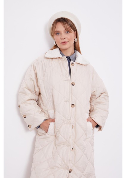 Bej Kürk Detaylı Kapitone Mont indirimleri