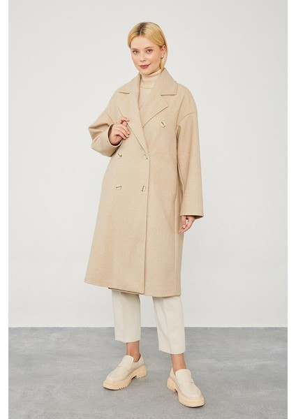 Toprak Oversize Astarsız Kaşe Kaban