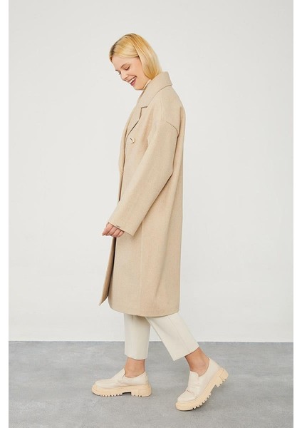 Toprak Oversize Astarsız Kaşe Kaban indirimleri