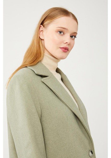 Mint Yeşili Uzun Kaşe Kaban modelleri