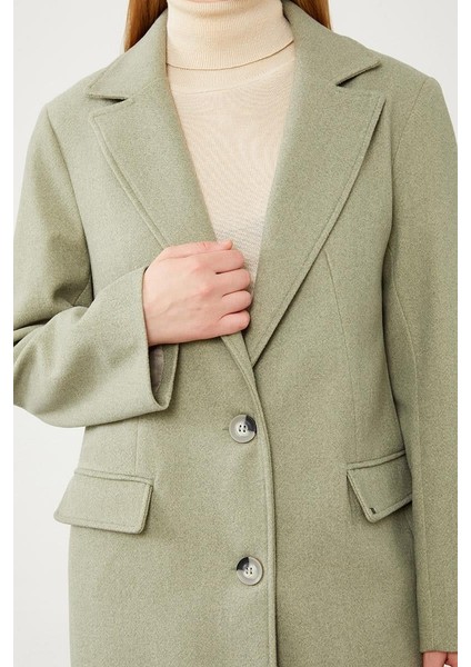 Mint Yeşili Uzun Kaşe Kaban fırsatları