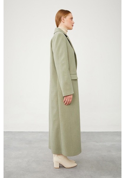 Mint Yeşili Uzun Kaşe Kaban indirimleri