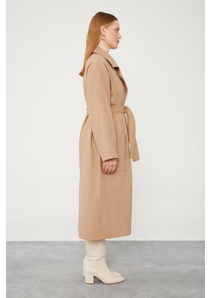 Toprak Kuşak Bağlamalı Kaşe Kaban indirimleri