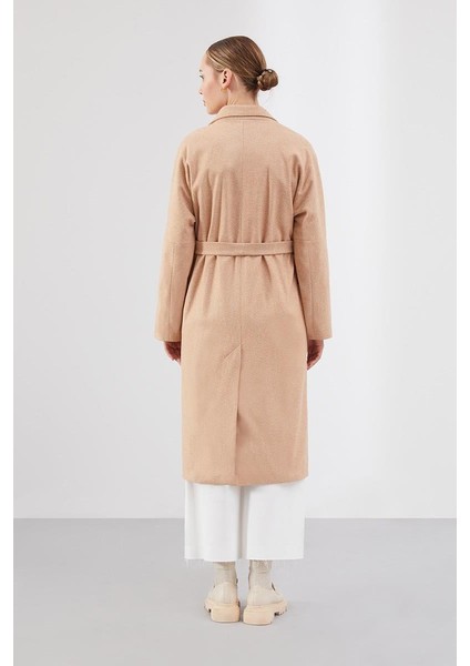 Camel Çizgi Desen Belden Kuşaklı Kaban indirimleri