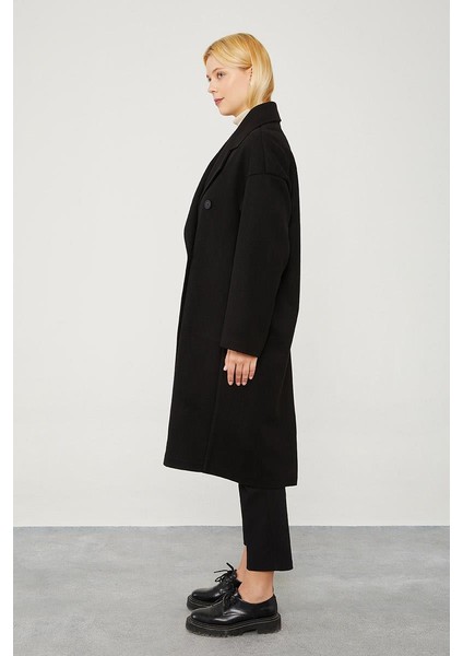 Siyah Oversize Astarsız Kaşe Kaban fırsatları