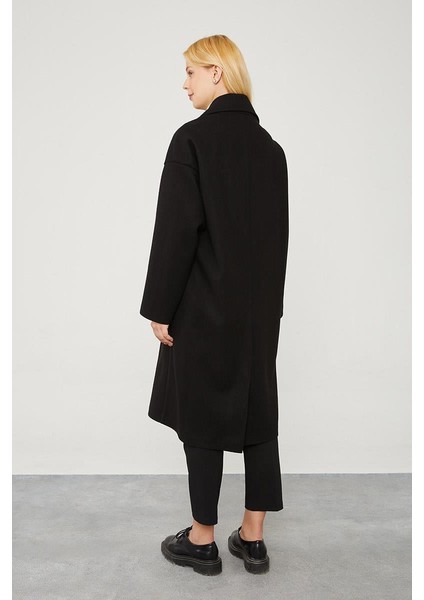 Siyah Oversize Astarsız Kaşe Kaban indirimleri