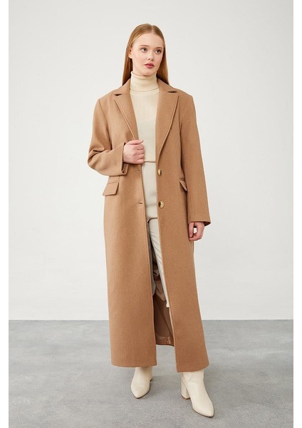 Kahve Uzun Kaşe Kaban fiyatları