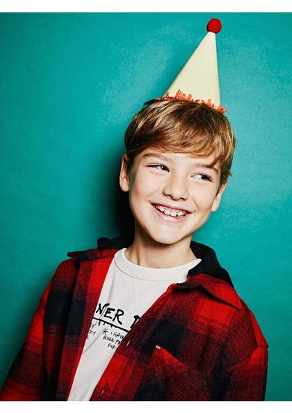 Kids Kırmızı Kapüşonlu Ekose Erkek Çocuk Gömlek Ceket