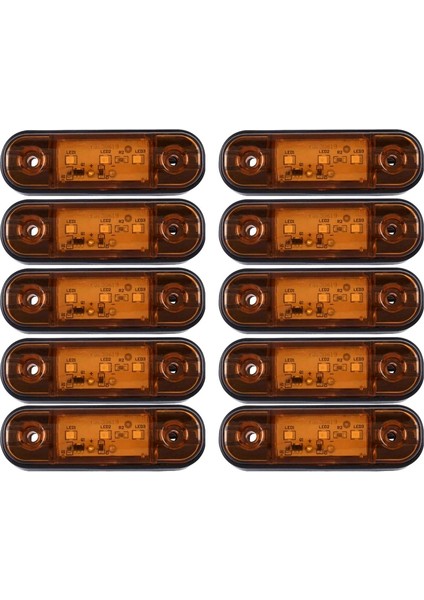 10X Amber 3 LED 3.4 Inç Kamyon Römork Camper Sinyal Işığı Vidalı (Yurt Dışından)