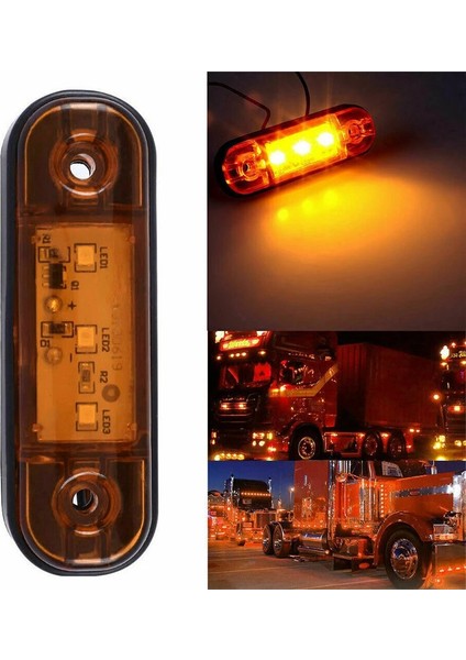 10X Amber 3 LED 3.4 Inç Kamyon Römork Camper Sinyal Işığı Vidalı (Yurt Dışından) fiyatları