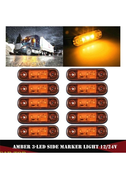 10X Amber 3 LED 3.4 Inç Kamyon Römork Camper Sinyal Işığı Vidalı (Yurt Dışından) modelleri