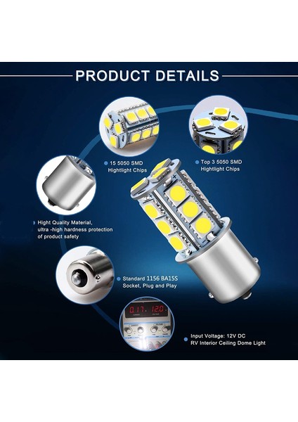 20X Süper Beyaz 6000K 1156 18-Smd Dönüş Sinyali Yedekleme LED Ampuller (Yurt Dışından) modelleri