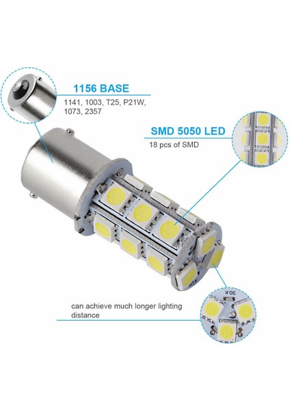 20X Süper Beyaz 6000K 1156 18-Smd Dönüş Sinyali Yedekleme LED Ampuller (Yurt Dışından) indirimleri